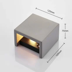Lindby Væglamper|Væglamper > Væglampe Smira i beton og grå, 12,5 x 12,5 cm