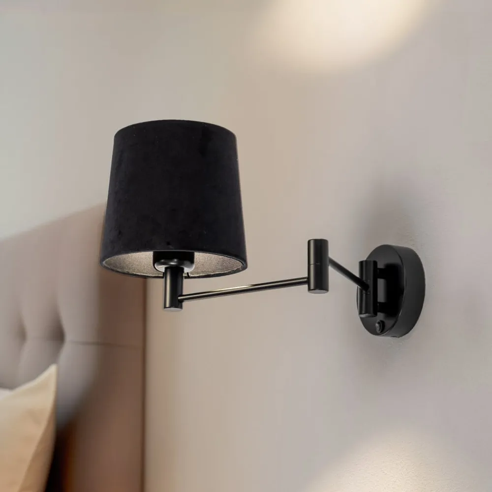 Euluna Væglamper > Væglampe Solo, kegle, velour, sort/sort
