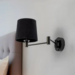Euluna Væglamper > Væglampe Solo, kegle, velour, sort/sort