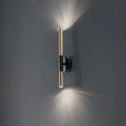 SIGMA Væglamper > Væglampe Sopel Lux, 2 lyskilder, sort/guld, højde 38 cm