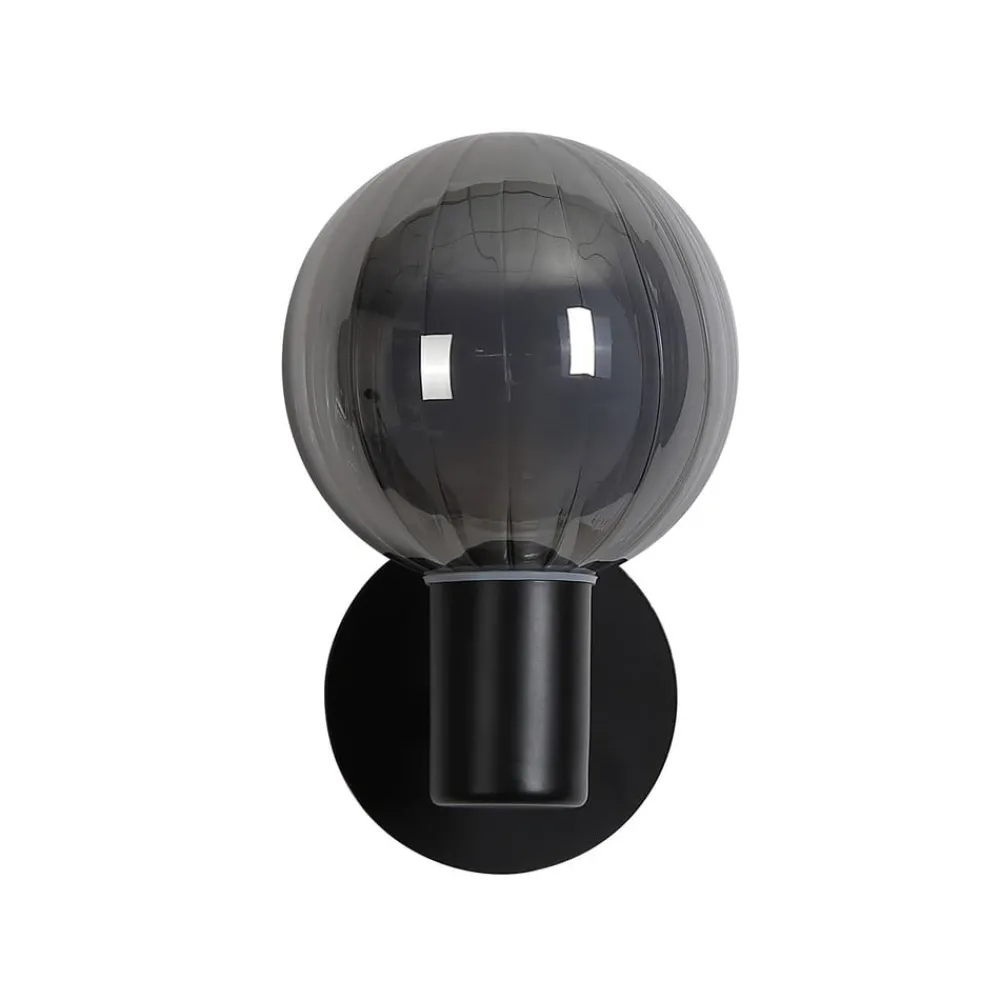 Væg- Og Spejllamper ^ Searchlight Væglampe til badeværelset Lumisphere, sort/røggrå, højde 12 cm Glas