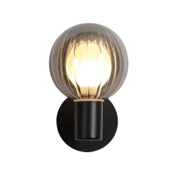 Væg- Og Spejllamper ^ Searchlight Væglampe til badeværelset Lumisphere, sort/røggrå, højde 12 cm Glas