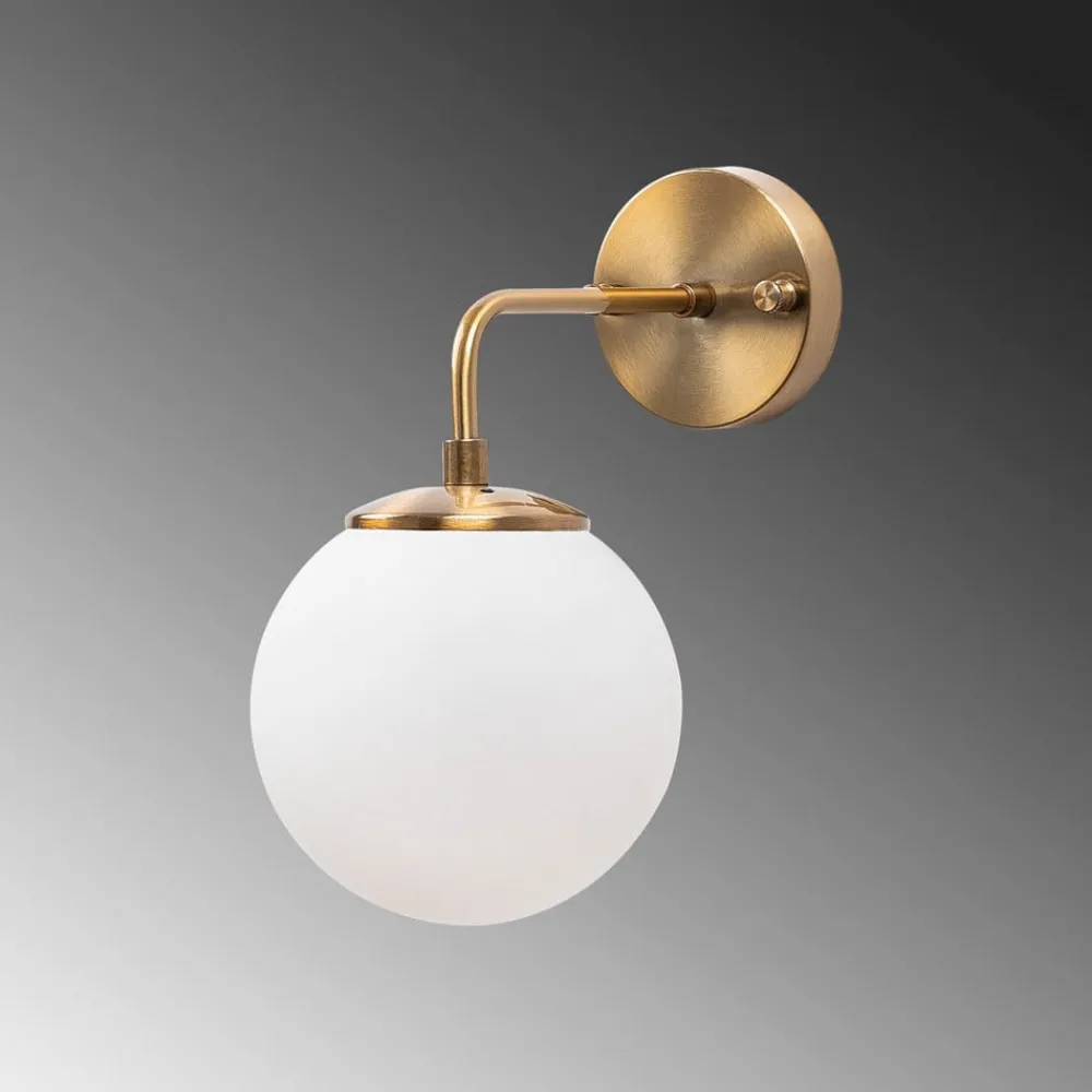 Gang|Væglamper ^ Opviq Væglampe Viran, antik guld, glas, højde 25 cm, E14
