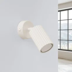 SOLLUX LIGHTING Væglamper|Spotlights > Vægspot carbon, beige, udspring 16 cm, kontakt, aluminium