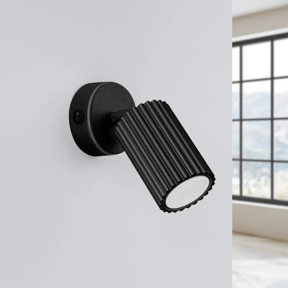 SOLLUX LIGHTING Væglamper|Spotlights > Vægspot carbon, sort, udspring 16 cm, kontakt, aluminium