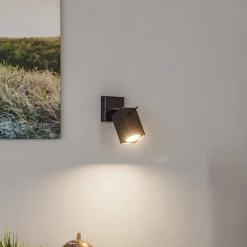 Væglamper|Spotlights ^ SOLLUX LIGHTING Vægspot Square, sort, 1 lyskilde