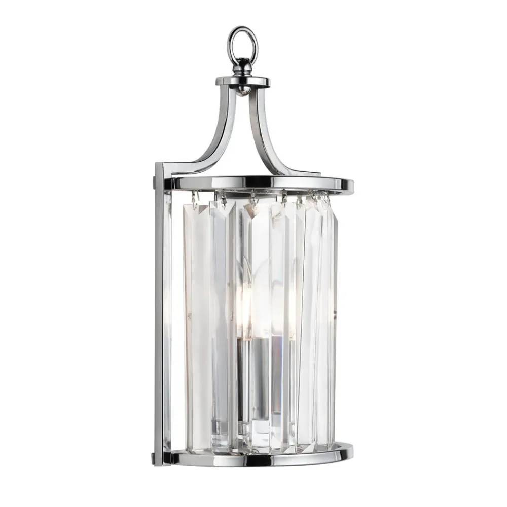 Væglamper ^ Searchlight Victoria væglampe, kromfarvet, krystalglas, 18 cm, E14