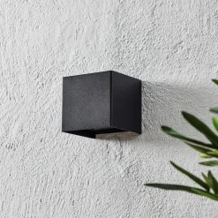FISCHER & HONSEL Væglamper > Wall udendørs LED-væglampe, kubisk, sort