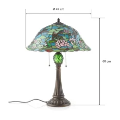 Clayre&Eef Bordlamper > Waterlily fortryllende bordlampe i Tiffany-stil