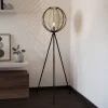EGLO Gulvlamper > Waverton gulvlampe, sort/hvid, højde 143 cm, stål/stof