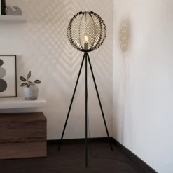 EGLO Gulvlamper > Waverton gulvlampe, sort/hvid, højde 143 cm, stål/stof
