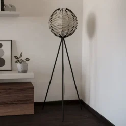 EGLO Gulvlamper > Waverton gulvlampe, sort/hvid, højde 143 cm, stål/stof