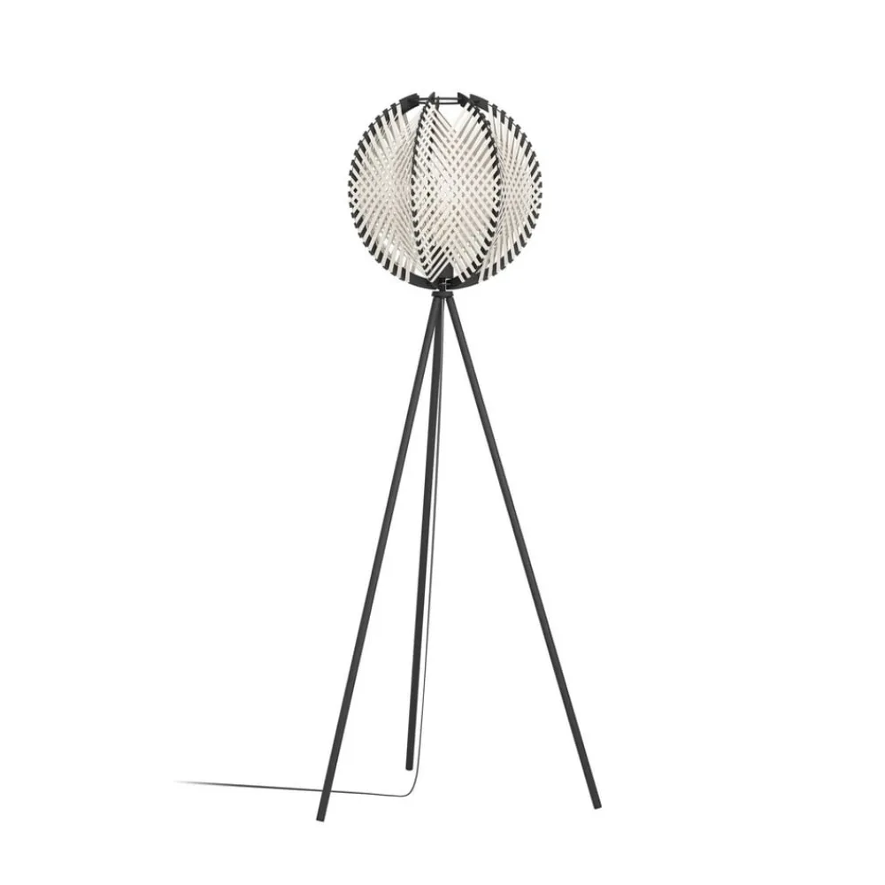 EGLO Gulvlamper > Waverton gulvlampe, sort/hvid, højde 143 cm, stål/stof