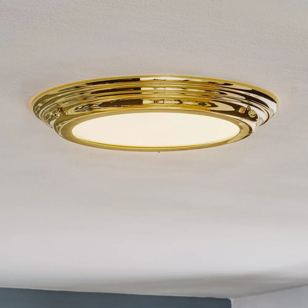 Elstead Loftlamper > Welland IP44 LED-loftlampe, poleret messing