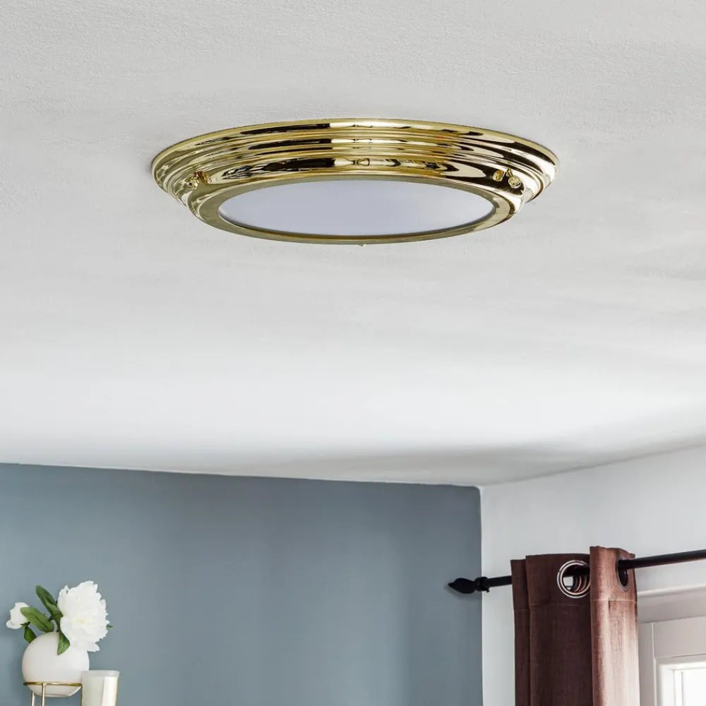 Elstead Loftlamper > Welland IP44 LED-loftlampe, poleret messing