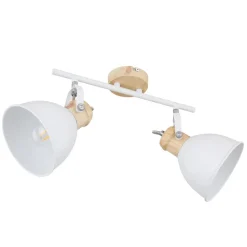Globo Loftlamper|Spotlights > Wiho loftlampe af metal, hvid/trælook, 2 lyskilder