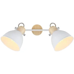 Globo Loftlamper|Spotlights > Wiho loftlampe af metal, hvid/trælook, 2 lyskilder