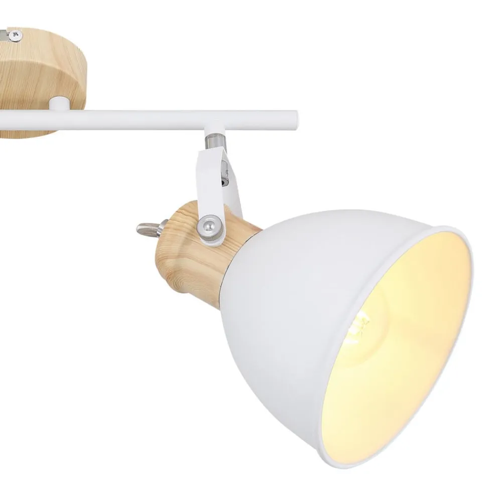 Globo Loftlamper|Spotlights > Wiho loftlampe af metal, hvid/trælook, 2 lyskilder