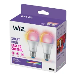 WiZ Dæmpbar Led-Pære|Smarte Lyskilder > A60 LED-pære mat WiFi E27 8,5W RGBW 2-pak