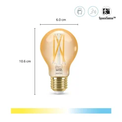 Dæmpbar Led-Pære|Filament Pære ^ WiZ A60 LED-pære Wi-Fi E27 7W ravfarvet CCT