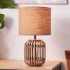 Bordlamper ^ Brilliant Woodrow bordlampe af bambus med stofskærm