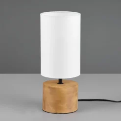 Reality Leuchten Bordlamper > Woody bordlampe, træ/tekstil, cylinder, hvid