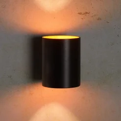Væglamper ^ Lucide Xera væglampe, sort, Ø 8 cm, up/downlight, aluminium