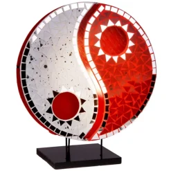 Bordlamper ^ Woru Ying Yang bordlampe med mosaikspejlsten, rød