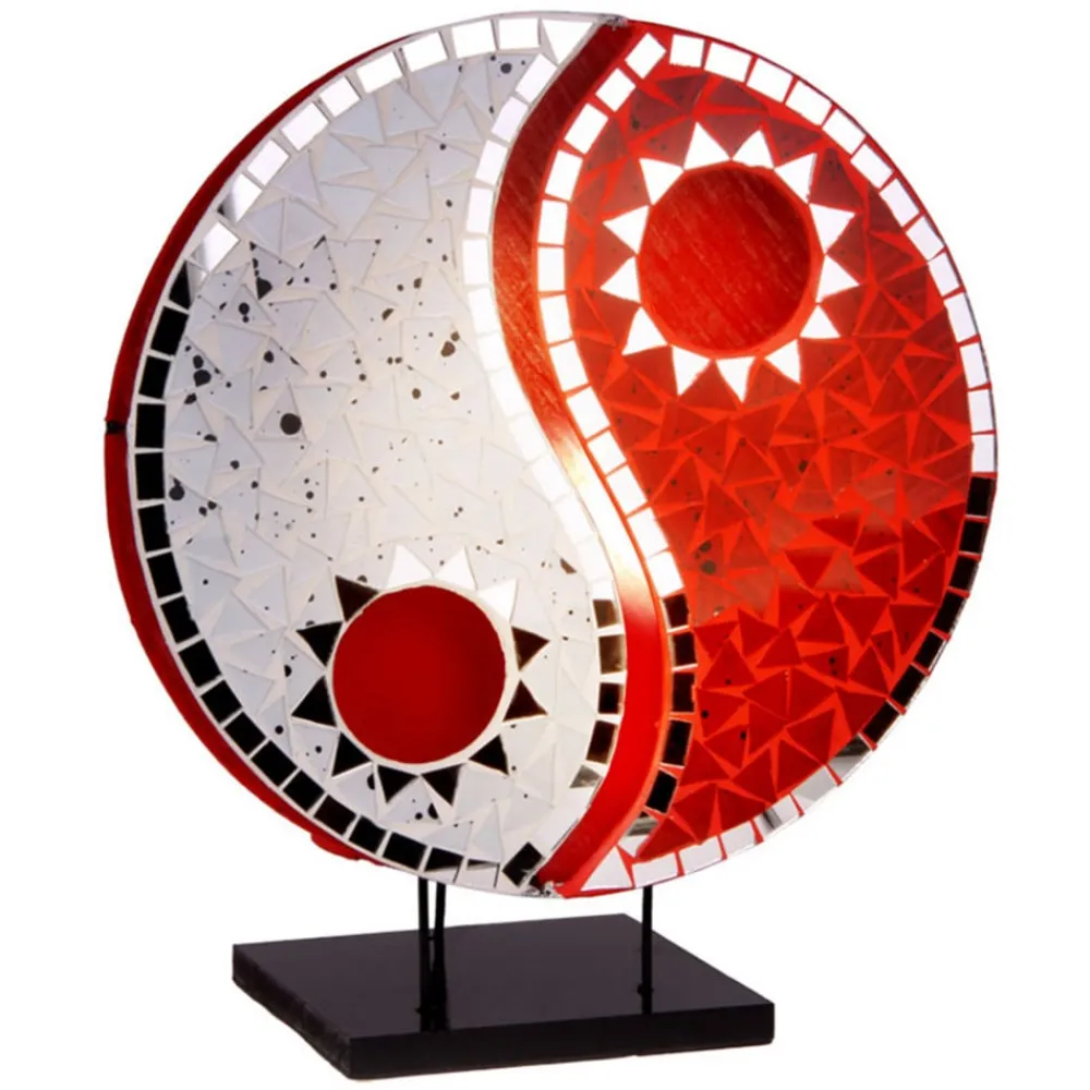 Bordlamper ^ Woru Ying Yang bordlampe med mosaikspejlsten, rød