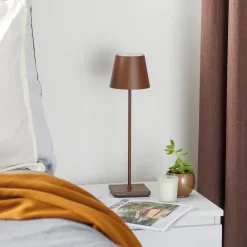 Zafferano Dekorationsbelysning|Terrassebelysning > Poldina LED-bordlampe med genopladeligt batteri, mat, brun