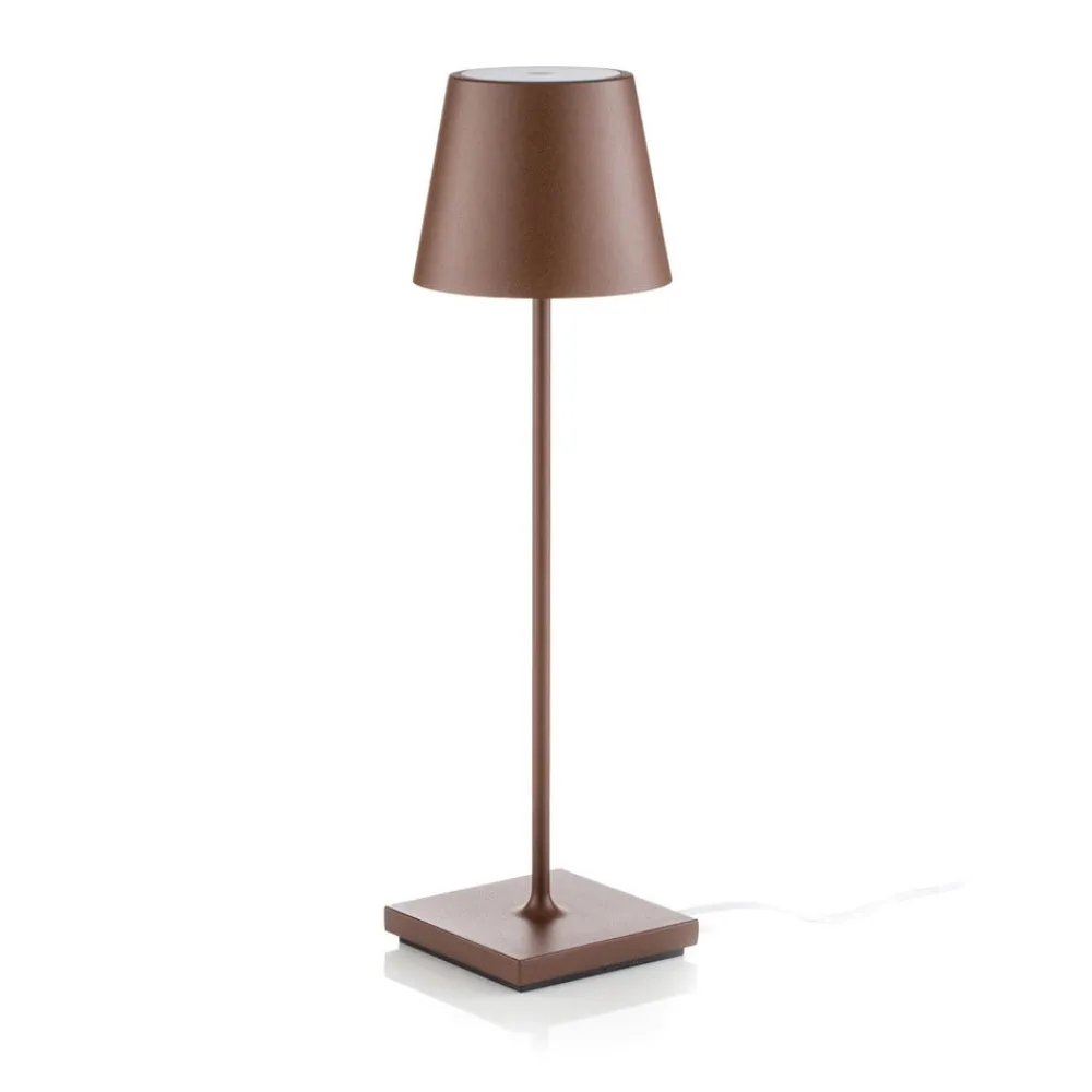 Zafferano Dekorationsbelysning|Terrassebelysning > Poldina LED-bordlampe med genopladeligt batteri, mat, brun