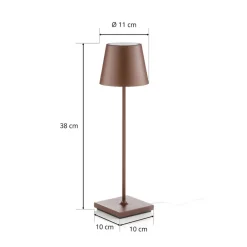 Zafferano Dekorationsbelysning|Terrassebelysning > Poldina LED-bordlampe med genopladeligt batteri, mat, brun