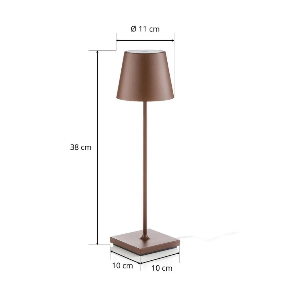 Zafferano Dekorationsbelysning|Terrassebelysning > Poldina LED-bordlampe med genopladeligt batteri, mat, brun