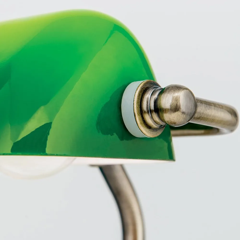 Arbejdsrum/Kontor|Bordlamper ^ ORION Zora - bank bordlampe med grøn glasskærm